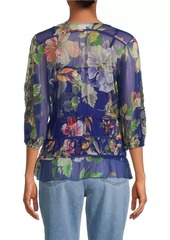 Johnny Was Mazzy Ruched Floral Blouse