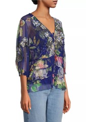 Johnny Was Mazzy Ruched Floral Blouse