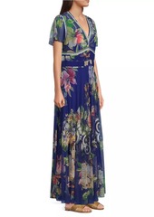 Johnny Was Mazzy Ruched Floral Maxi Dress