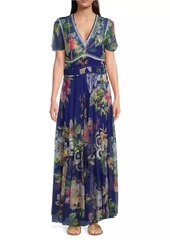 Johnny Was Mazzy Ruched Floral Maxi Dress