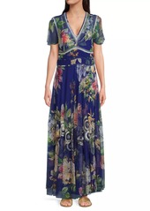 Johnny Was Mazzy Ruched Floral Maxi Dress