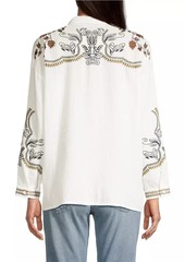 Johnny Was Merrick Embroidered Cotton Blouse