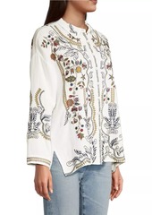 Johnny Was Merrick Embroidered Cotton Blouse