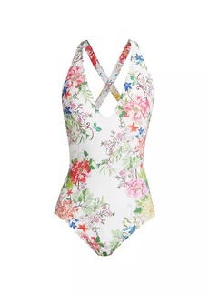 Johnny Was Metalli Giorno Crossback One-Piece Swimsuit