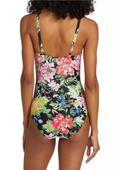 Johnny Was Metalli Mix Ruched One-Piece Swimsuit