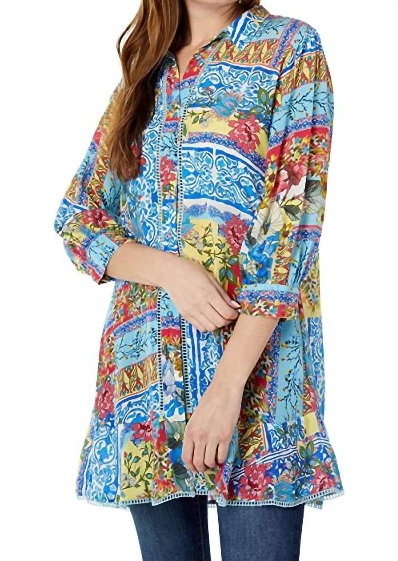 Johnny Was Midsummer Sednea Silk Printed Tunic In Multi