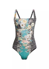 Johnny Was Mila Floral Ruched One-Piece Swimsuit