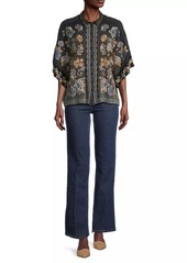 Johnny Was Minerva Embroidered Floral Blouse
