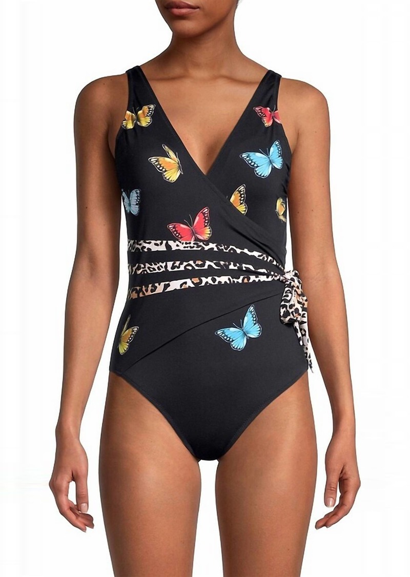 Johnny Was Monarch Butterfly Print Wrap Swimsuit In Multi