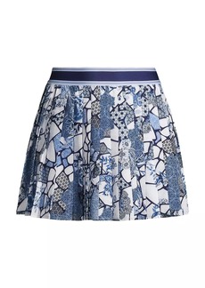 Johnny Was Moonlight Glass Floral Pleated Miniskirt