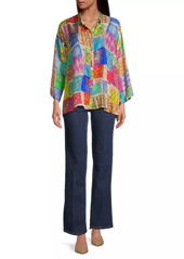 Johnny Was Multee Patchwork Silk Blouse