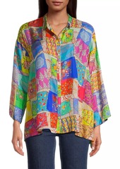 Johnny Was Multee Patchwork Silk Blouse