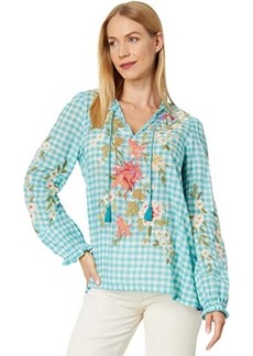 Johnny Was Nalina Ruffle Scarf Back Blouse