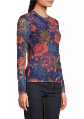 Johnny Was Natalie Floral Mesh Top