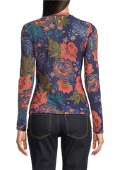 Johnny Was Natalie Floral Mesh Top