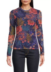 Johnny Was Natalie Floral Mesh Top