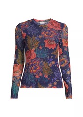 Johnny Was Natalie Floral Mesh Top