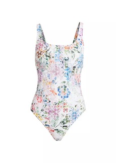 Johnny Was Neon Jungle Eyelet One-Piece Swimsuit