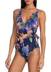 Johnny Was Neon Jungle Wrap One-Piece Swimsuit