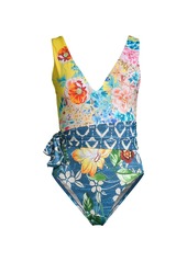 Johnny Was Nessa Mixed Floral One-Piece Swimsuit