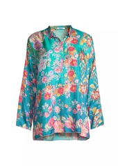 Johnny Was Neutra Mara Silk Floral Blouse