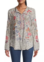 Johnny Was Nya Floral Embroidered Silk Blouse