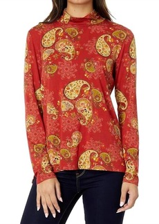 Johnny Was Paisley Lace Mock Neck Top In Orange