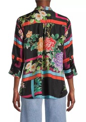 Johnny Was Petalunah Silk Scarf-Print Blouse