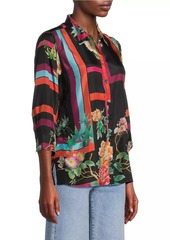 Johnny Was Petalunah Silk Scarf-Print Blouse