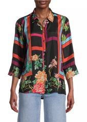 Johnny Was Petalunah Silk Scarf-Print Blouse