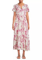 Johnny Was Pink Firebird Pintuck Tiered Dress