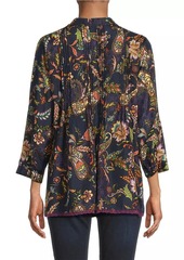 Johnny Was Pixy Paisley Silk Blouse