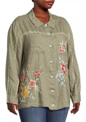 Johnny Was Plus Andrean Linen Blouse