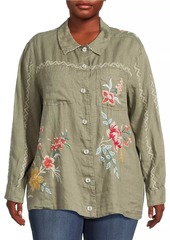 Johnny Was Plus Andrean Linen Blouse