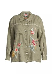 Johnny Was Plus Andrean Linen Blouse