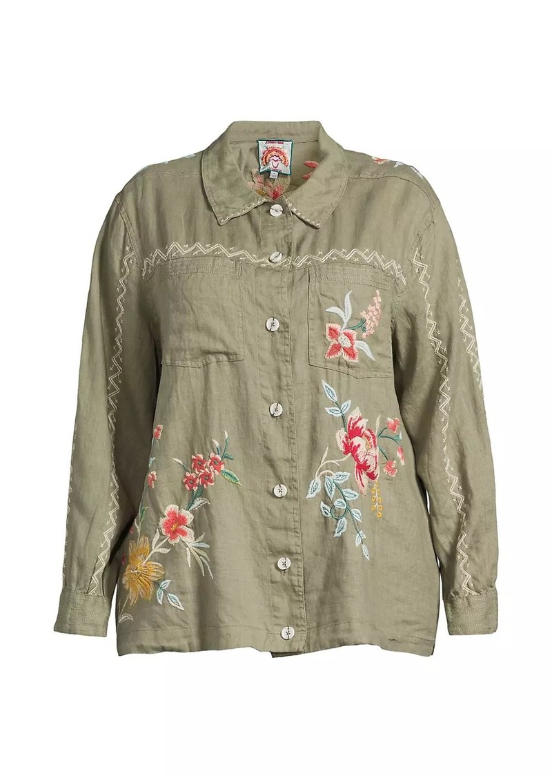 Johnny Was Plus Andrean Linen Blouse