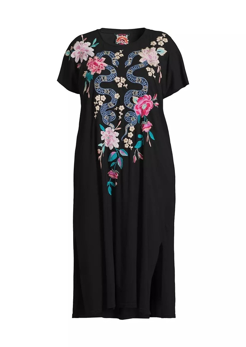 Johnny Was Plus Edie Embroidered Knit Dress