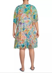 Johnny Was Plus Margaret Wild Blooms Silk Minidress