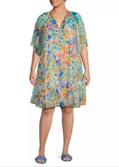 Johnny Was Plus Margaret Wild Blooms Silk Minidress