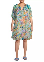 Johnny Was Plus Margaret Wild Blooms Silk Minidress