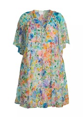 Johnny Was Plus Margaret Wild Blooms Silk Minidress