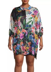 Johnny Was Plus Neon Jungle Patchwork Cover-Up Shirt