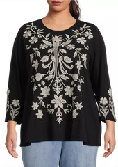 Johnny Was Plus Size, Talithia Embroidered T-Shirt