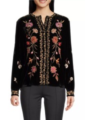 Johnny Was Quinn Velvet Embroidered Top