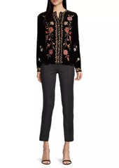 Johnny Was Quinn Velvet Embroidered Top