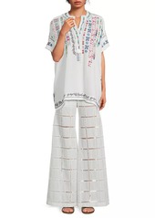 Johnny Was Radlie Embroidered Cotton Blouse