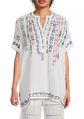 Johnny Was Radlie Embroidered Cotton Blouse