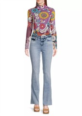 Johnny Was Rebecca Floral Mesh Turtleneck Long-Sleeve T-Shirt