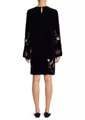 Johnny Was Rhoda Embroidered Velvet Midi-Dress