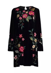 Johnny Was Rhoda Embroidered Velvet Midi-Dress